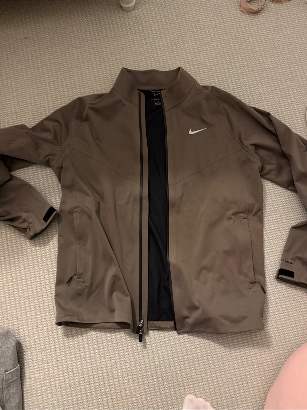 Nike Men’s Taupe Performance Jacket with White Swoosh